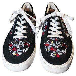 Disney Mickey Mouse tennis shoes black canvas lace up Ground up Size M 10.5 L 12